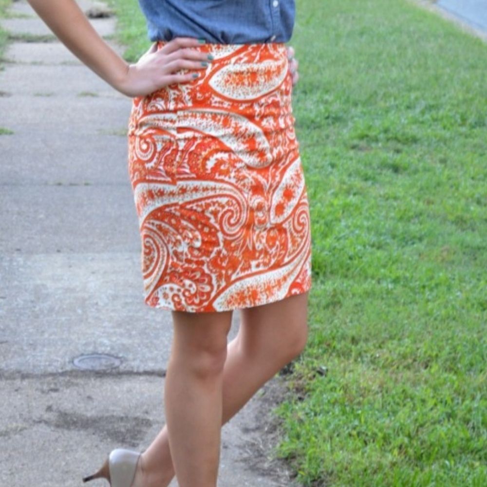 J. Crew The Pencil Skirt Paisley Coastal Print - Picture 6 of 7